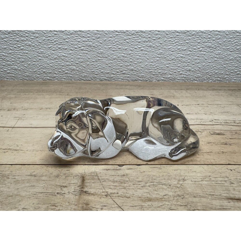 Vtg Princess House Crystal Figurine Paper Weight Sleeping Puppy Dog